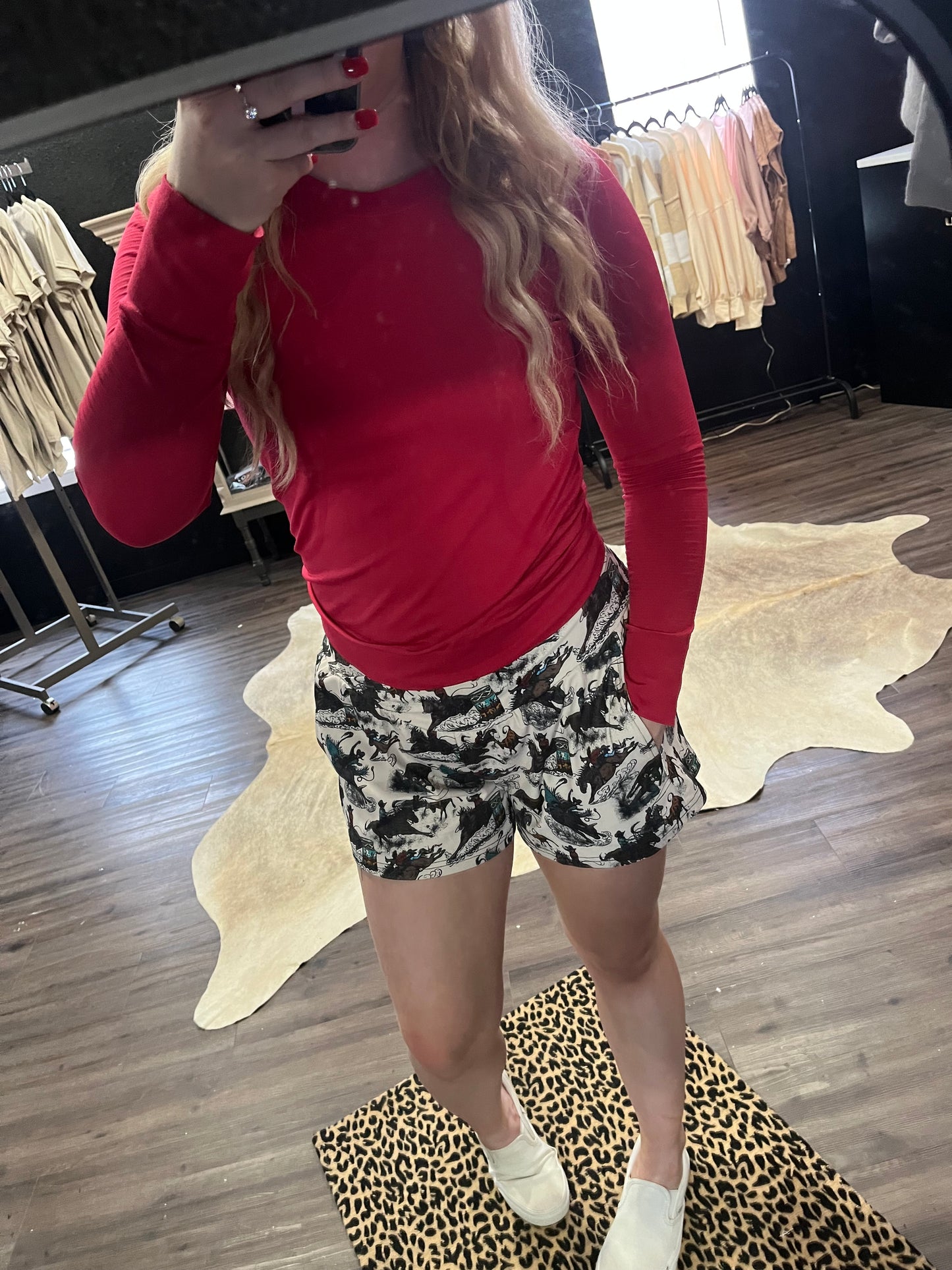 Cross front dear rodeo shorts