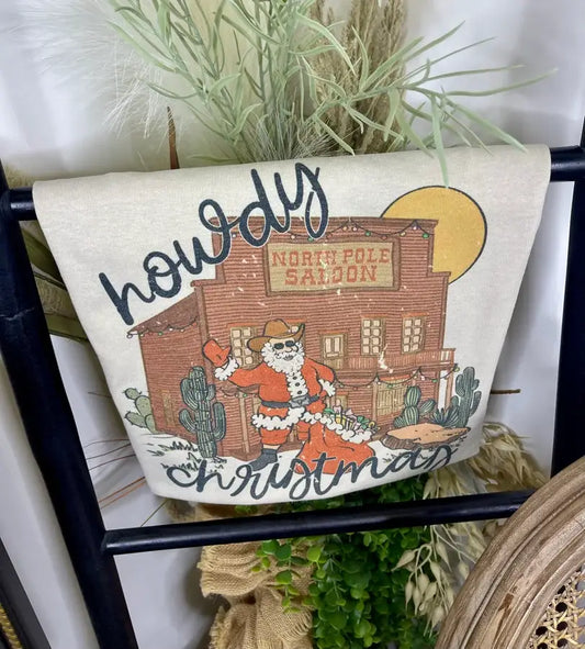 Howdy Christmas North Pole Saloon (Gildan Tee)