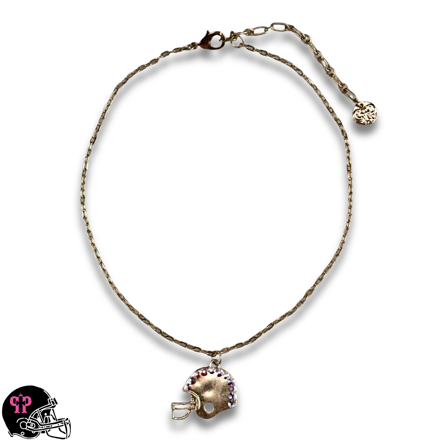 Football helmet necklace with Austrian crystals