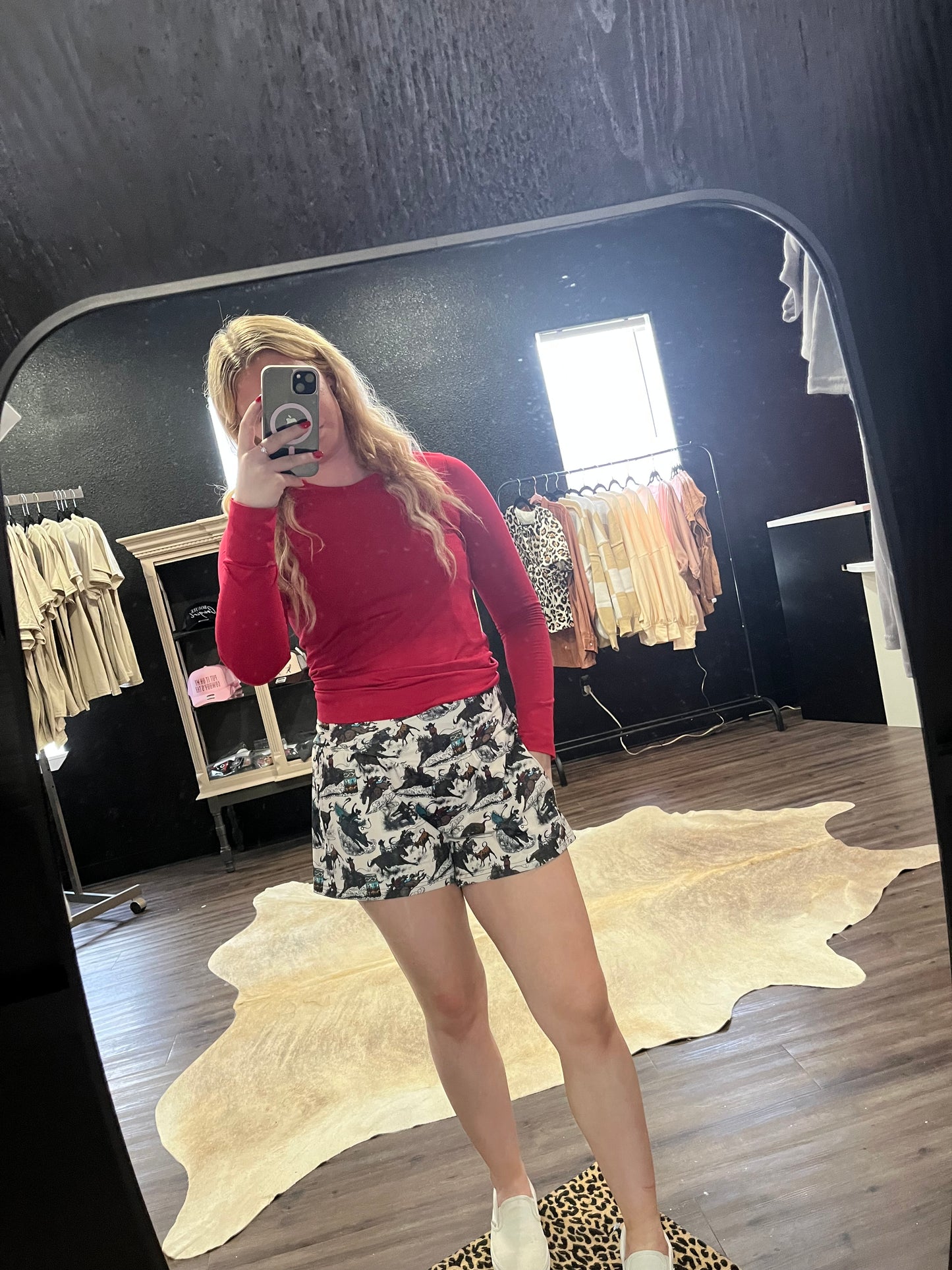 Cross front dear rodeo shorts