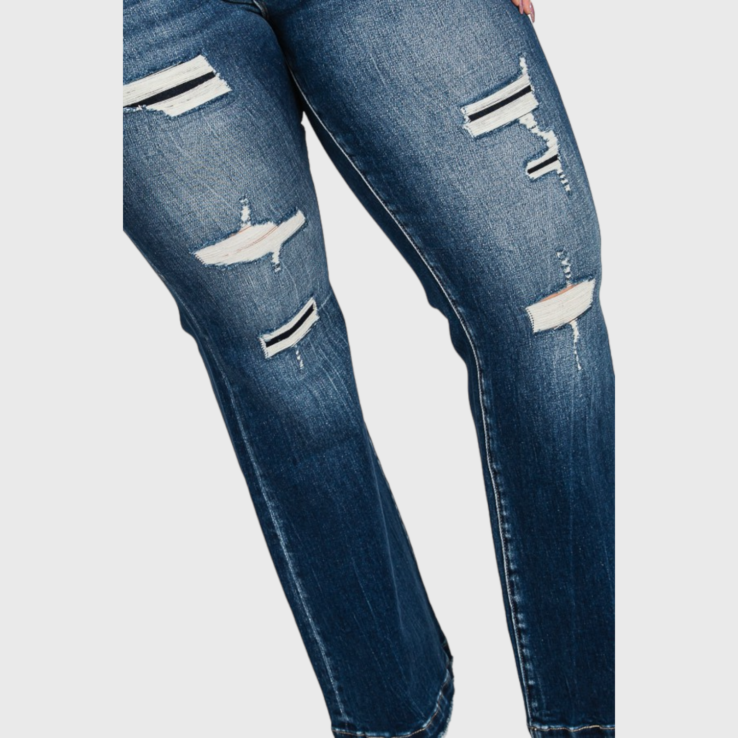 PX221MF-MD (PLUS SIZE) DESTROYED MID RISE STRETCH FLARE