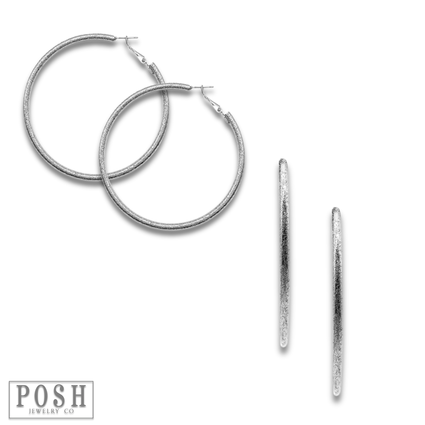 Large textured silver hoop earring, last call