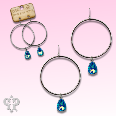 Turquoise blue rhinestone teardrop earring