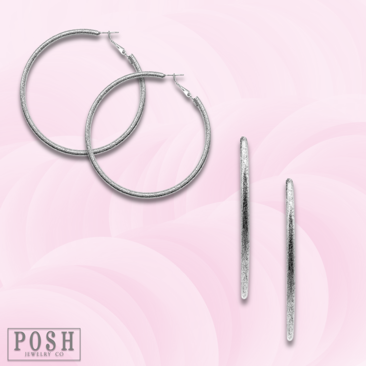Large textured silver hoop earring, last call