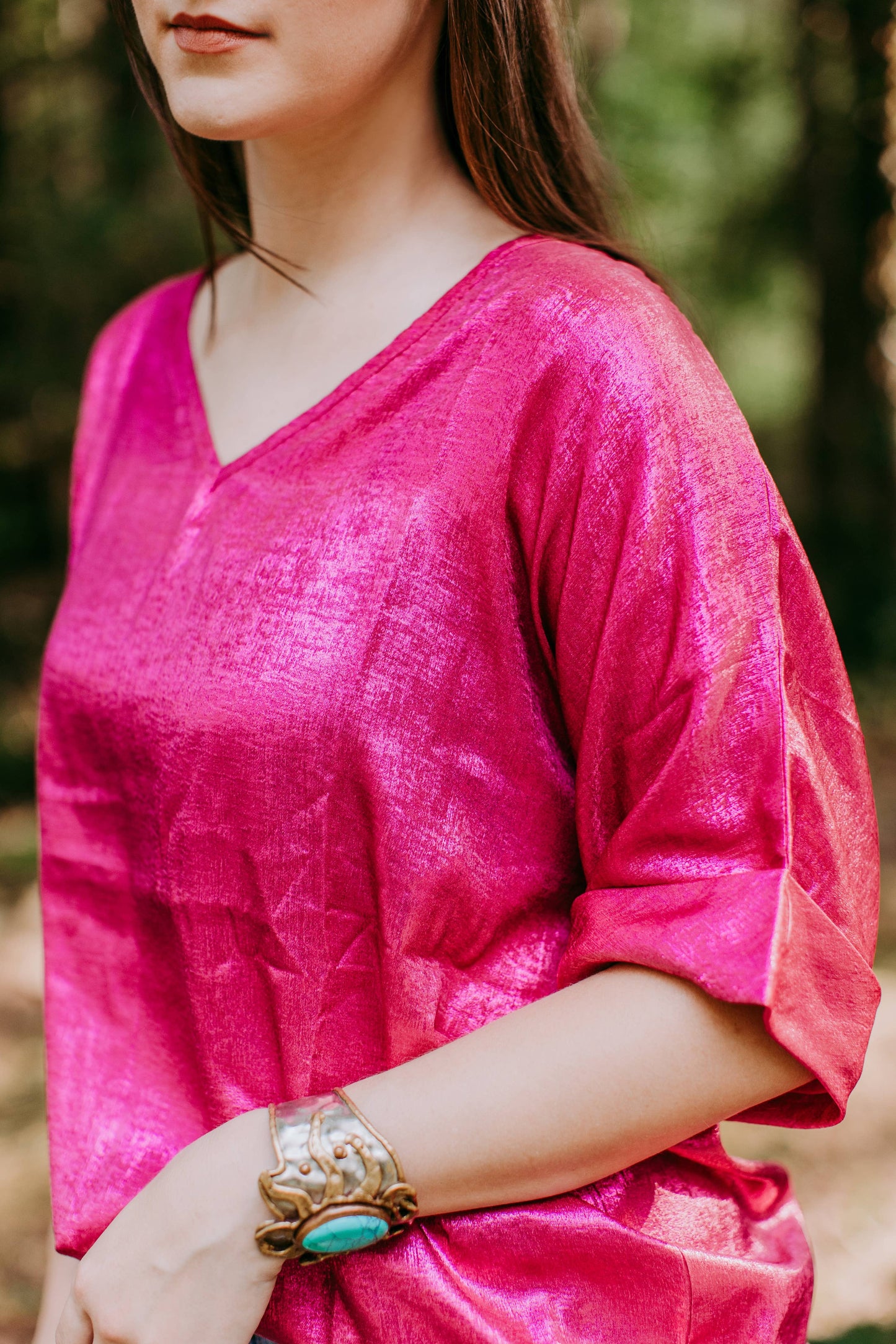 MK440 Metallic Blouse - Pink