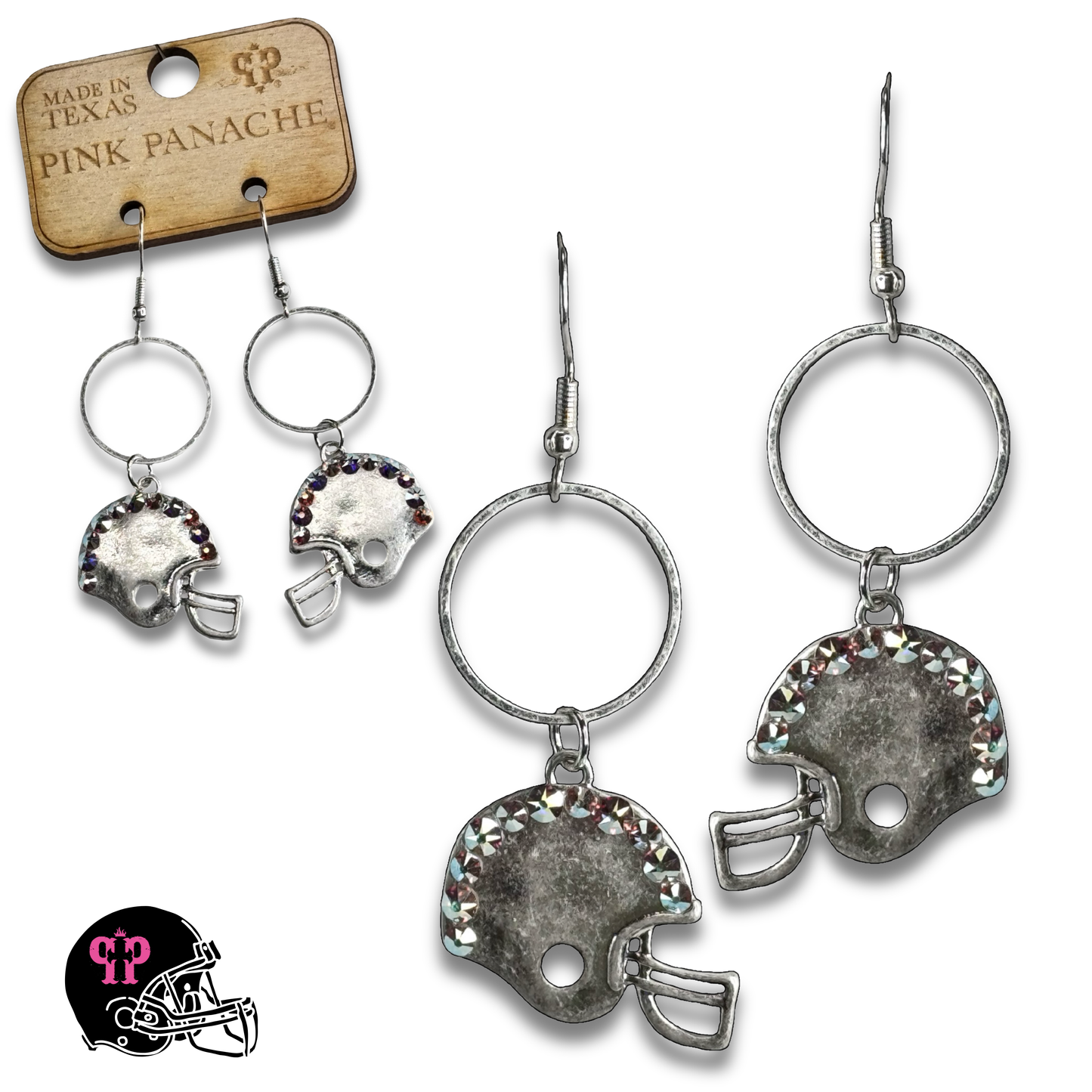 Football helmet earring with Austrian crystals