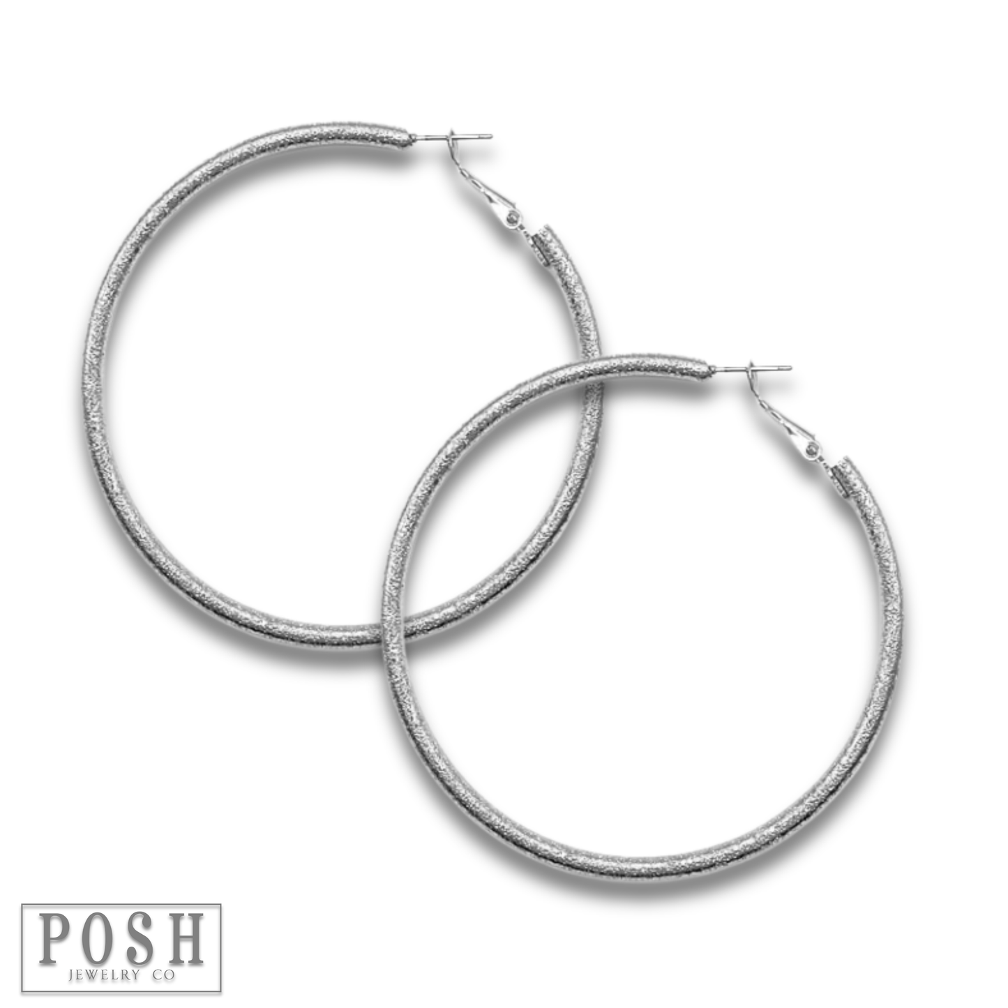 Large textured silver hoop earring, last call