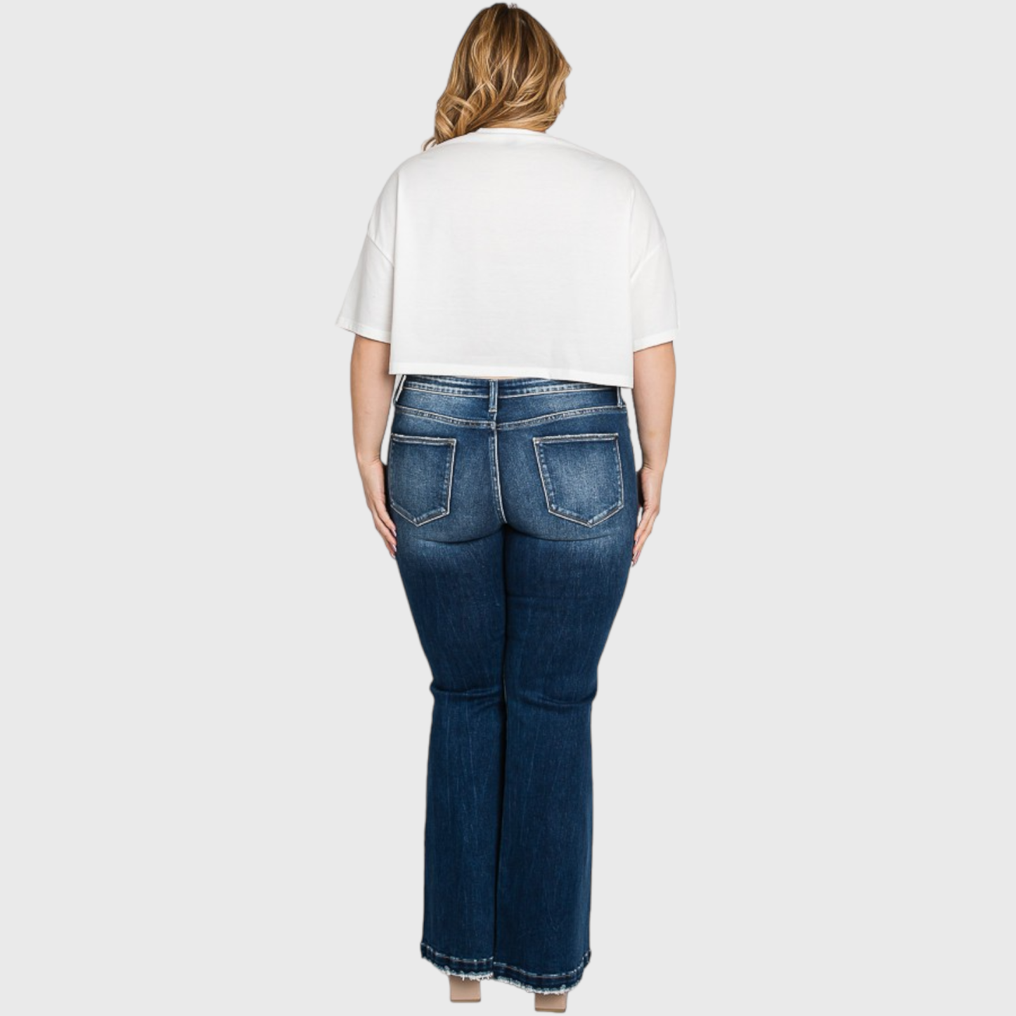 PX221MF-MD (PLUS SIZE) DESTROYED MID RISE STRETCH FLARE