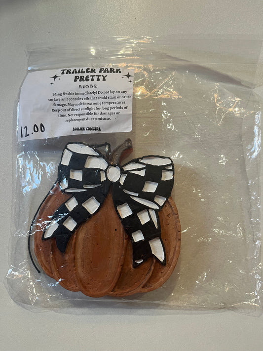 Checkered pumpkin freshie (trailer park pretty)