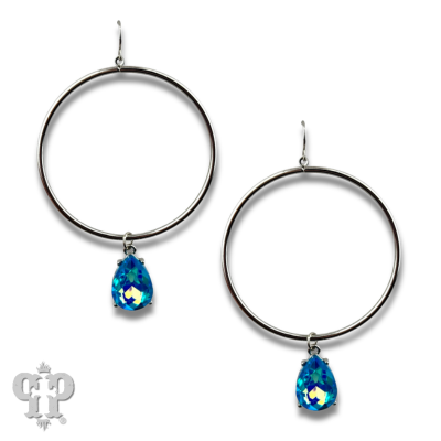 Turquoise blue rhinestone teardrop earring