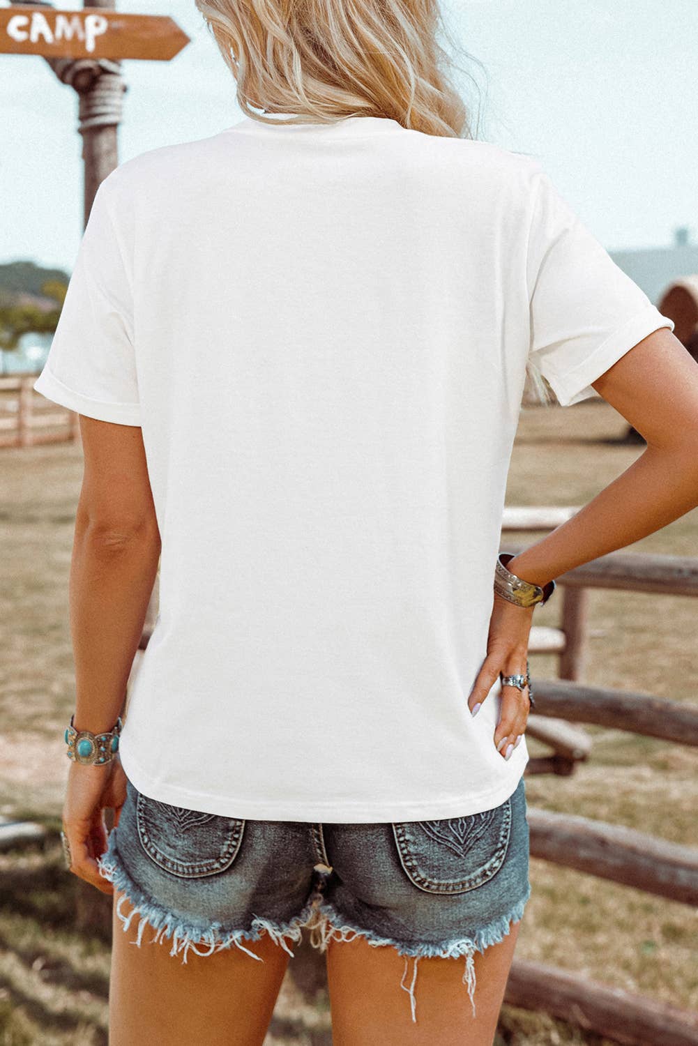 Fashion-W Bowknot Rugby Graphic Crew Neck Tee*S-3XL