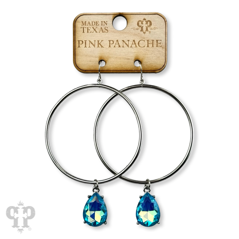 Turquoise blue rhinestone teardrop earring