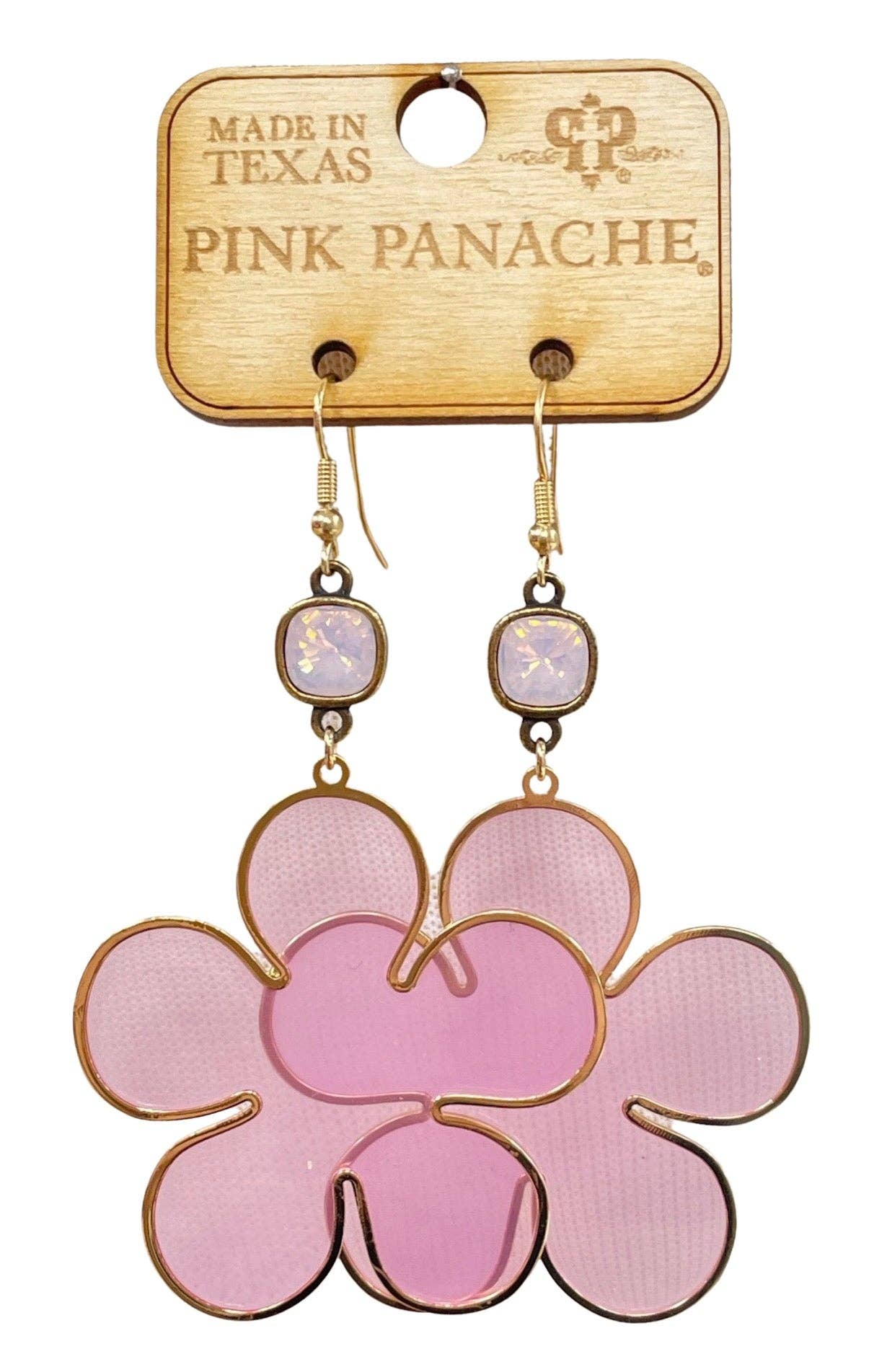 Acrylic flower earring, Austrian crystal