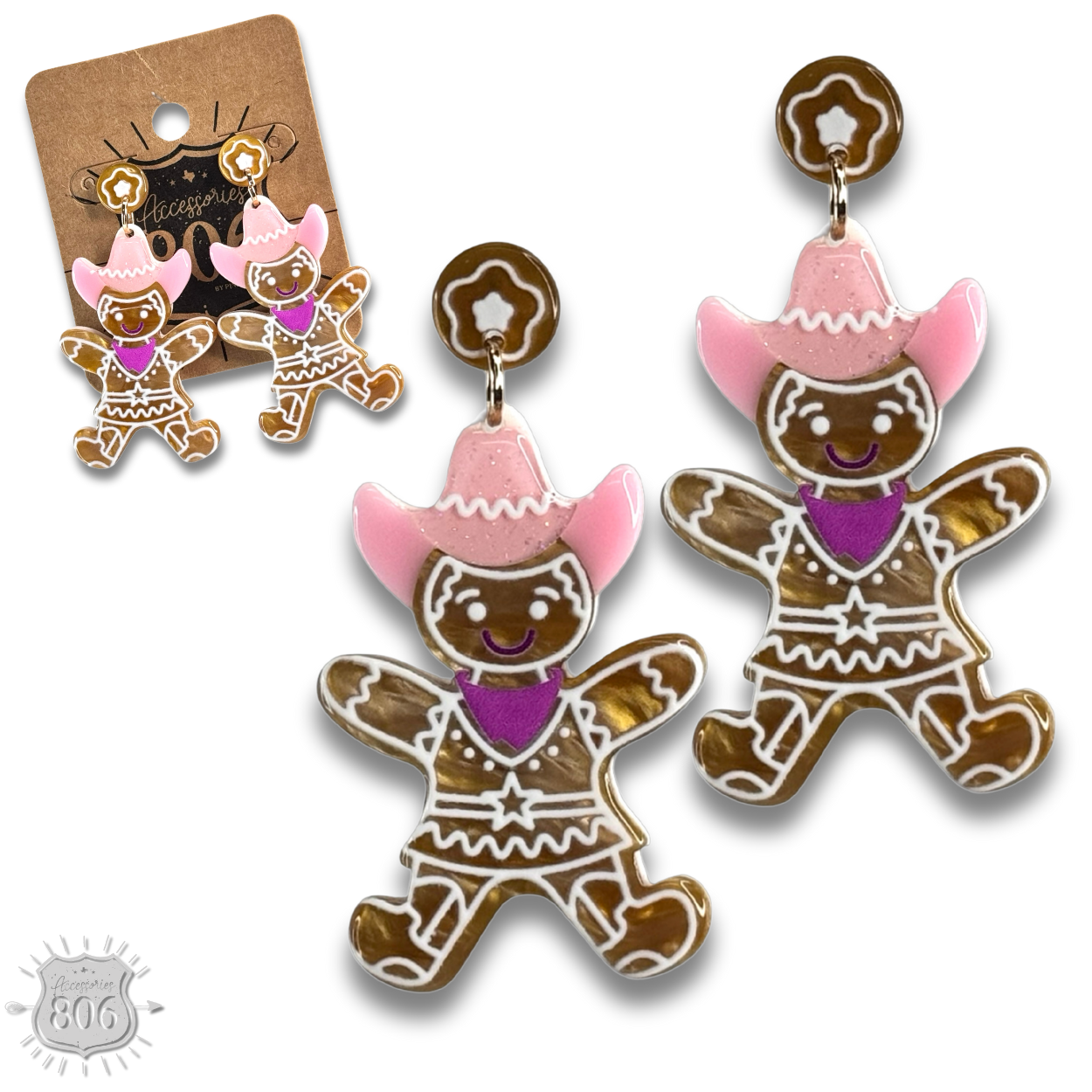 Western Christmas gingerbread earring