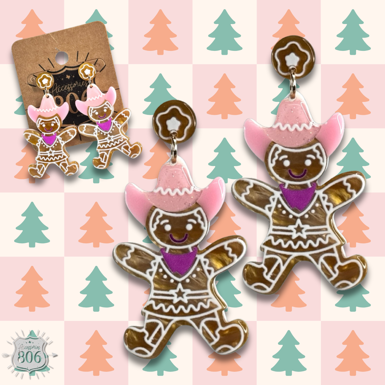 Western Christmas gingerbread earring